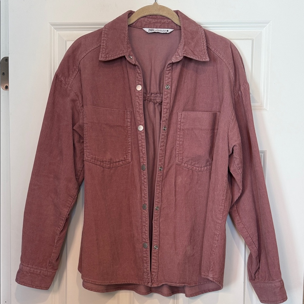 Zara Mauve Snap-Up Corduroy Jacket